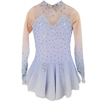 Taro violetinė visą deimantų dailiojo čiuožimo drabužiai, moteriški drabužiai mergaitėms čiuožimo drabužių, sporto rezultatų drabužių rankovės kablys