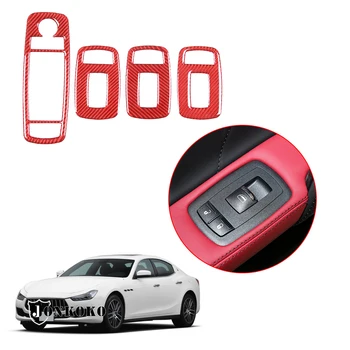 Už Maserati Ghibli 2014-2022 Nekilnojamojo Anglies Pluošto, Automobilių Langų Pakėlimo Mygtuką Rėmo Dangtis Apdaila Lipdukas Automobilių Optikos Reikmenys