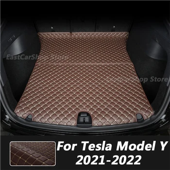 Už Tesla Model Y 2021 2022 Automobilio Galinės Bagažo Skyriaus Kilimėlis Krovinių Įkrovos Linijinės Apdaila Galinio Įkrovos Apsaugos Lagaminai Dangtis