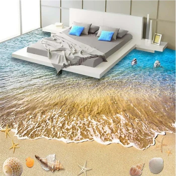 wellyu Užsakymą 3D grindų lipdukai, lipnios grindų pasta Vasaros paplūdimio lipnios kambarį miegamojo grindys, sienos popieriaus