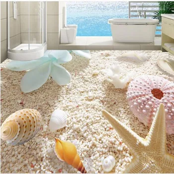 wellyu Užsakymą didelė freska 3D paplūdimio žvaigždė myli shell gėlės grindys pvc lipdukas storio dėvėti fone
