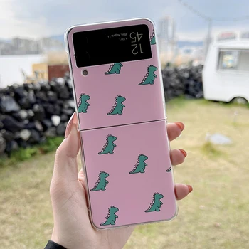 Z Flip3 Atveju Rožinė Mielas Dinozauras Slim Telefono Dangtelį Samsung 